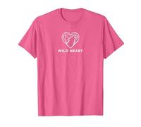 Cœur Sauvage géométrique Loup Amoureux de la Nature T-Shirt, Homme, Rose Chiné, L