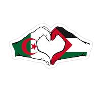 Cœur Solidarité Algérie Palestine Mains Entrelacées Autocollant Sticker