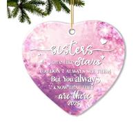 Cœur souvenir 2025 Sister are Like Stars en céramique cadeau de Noël pour âme sœur de la part de sœur, meilleure amie, meilleure amie, meilleure amie, meilleure amie, cadeau de Noël pour femme