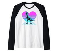 Cœur Synthwave T-Rex Dinosaure Dabbing Tyrannosaure Rex Manche Raglan