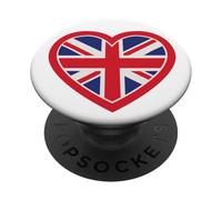 Cœur Union Jack, I Love The United Kingdom, UK, England, PopSockets PopGrip Adhésif