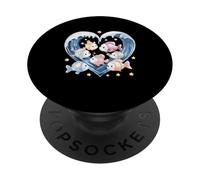 Cœur Vague de mer avec de Jolis Amis Poissons PopSockets PopGrip Adhésif