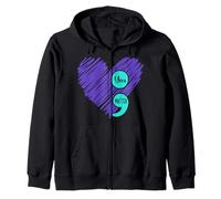 Cœur Violet Bleu Sarcelle pour Sensibilisation au Suicide Sweat à Capuche