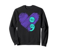 Cœur Violet Bleu Sarcelle pour Sensibilisation au Suicide Sweatshirt