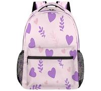 Cœur Violet Pour La Saint-Valentin Cartables Scolaires Confort Sacs D'École Antivol Cartable Scolaire Pour Ordinateur Portable Vélo Camping 29X40Cm