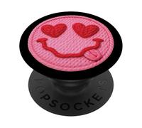 Cœur Yeux Visage Valentine Fil Style Rond Personnage Graphique PopSockets PopGrip Adhésif