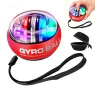 Curaball Balle dynamométrique pour exercices des mains, gyroscope avec lumières LED et étui portable, renforcement de la prise en main pour renforcer les bras, les os et les muscles (rouge)