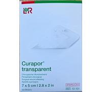 Curapor Lot de 50 pansements chirurgicaux stériles transparents 7 x 5 cm