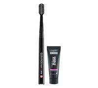 Curaprox Black Is White Pack Léger : Dentifrice BIW 10ml Et Brosse BIW | Pour Blanchiment Et Haleine Fraîche, Formule Au Charbon Actif Avec Fluor Et Brosse Noire, Kit De Voyage, Suisse