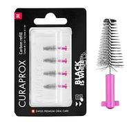 Curaprox Black Is White Recharge Carbon M, Rose, Conçu En Suisse | Filaments Ultra-Fins De Forme Conique, Élimination Efficace De La Plaque, Lot De 4