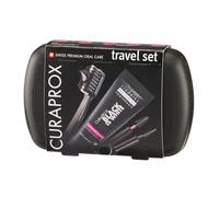 Curaprox Coffret De Brosses À Dents De Voyage - Pour Un Blanchiment Dentaire en Déplacement | Édition Black is White | Contient Du Dentifrice |Une Brosse À Dents Et Des Brossettes Interdentaires