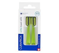 Curaprox CS 5460 Têtes de Brosse à dents de Voyage Ortho - pour l'entretien des appareils Orthodontiques/Nettoyage Ultra Doux/Vert / 2 pièces/Fabriqué en Suisse