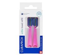 Curaprox CS 5460 Têtes de Brosse à dents de Voyage Ortho - pour l'entretien des appareils Orthodontiques/Nettoyage Ultra Doux/Rose / 2 pièces/Fabriqué en Suisse