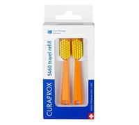 Curaprox CS 5460 Têtes de brosse à dents - pour kit de voyage | Élimination de la plaque dentaire ultra-douce | Orange-jaune | Duo-pack de recharges
