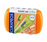 Curaprox Coffret De Voyage Ortho - Appareils Dentaires Et Soins Bucco-dentaires À Emporter | Brosse Ultra-douce + Dentifrice Blanchissant | Coffret Compact Orange Pour L'hygiène Orthodontique