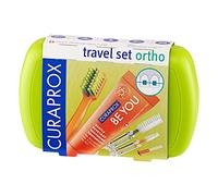 Curaprox Coffret De Voyage Ortho - Appareils Dentaires Et Soins Bucco-dentaires À Emporter | Brosse Ultra-douce + Dentifrice Blanchissant | Coffret Compact Vert Pour L'hygiène Orthodontique