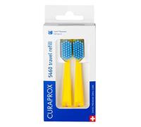 Curaprox Têtes de brosse à dents CS 5460-pour Set de Voyage |Élimination Ultra Douce de la plaque Dentaire/Jaune-Bleu| Duo de Recharges/Fabriqué en Suisse