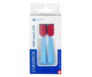 Curaprox Têtes de brosse à dents CS 5460-pour Set de Voyage |Élimination Ultra Douce de la plaque Dentaire/Bleu-Rouge| Duo de Recharges/Fabriqué en Suisse