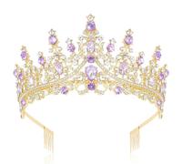 CURASA Couronne de princesse dorée violette pour petites filles - Diadème et couronnes pour femme - Couronne d'anniversaire - Couronne de fée pour femme adulte - Couronne de quinceanera - Couronne de