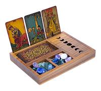 Curawood Boîte de rangement pour cartes de tarot avec 3 lectures immersives, support de cartes de tarot et support en cristal Design phase de lune Support de plateau de tarot et plateau en cristal