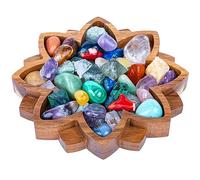 Curawood Plateau Lotus en cristal pour pierres - Montrez vos cristaux et pierres de guérison - Support et étagère organisateur