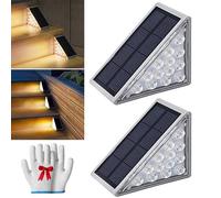 Curb Appeal Lights,2024 New Triangle Solar Step Lights,Instant Curb Appeal,Step Solar Lights Waterproof,Ip67 Waterproof Outdoor Solar Sensor Lights For Steps,Stair,Patio,Yard (warm, 2PCS)