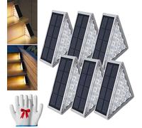 Curb Appeal Lights,2024 New Triangle Solar Step Lights,Instant Curb Appeal,Step Solar Lights Waterproof,Ip67 Waterproof Outdoor Solar Sensor Lights For Steps,Stair,Patio,Yard (warm, 6PCS)