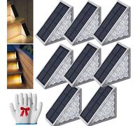 Curb Appeal Lights,2024 New Triangle Solar Step Lights,Instant Curb Appeal,Step Solar Lights Waterproof,Ip67 Waterproof Outdoor Solar Sensor Lights For Steps,Stair,Patio,Yard (warm, 8PCS)