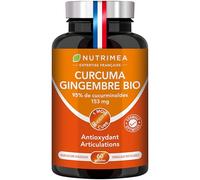 Curcuma | 6000 mg | Extrait BIO 40:1 Titré à 95% en Curcuminoïdes | Avec Gingembre BIO | Forte Concentration | Hautement Biodisponible | 60 Gélules Vegan | Nutrimea | Fabriqué en France