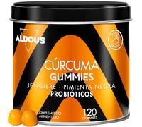 Curcuma avec Gingembre et Poivre Noir + PROBIOTIQUES - 2500mg - 120 gommes - Goût Naturel de Mangue et de Gingembre Épicé - Antioxydant, Anti-Inflammatoire - Curcumine, Curcuma Gingembre Poivre Noir