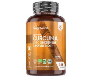 Curcuma Bio Gélules, Poivre Noir & Gingembre, 365 Gélules Vegan pour 1 An - Turmeric Capsules Certifié Agriculture Biologique - Source de Curcumine, Vitamines, Minéraux, sans OGM, Fabriqué en Europe