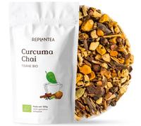 CURCUMA CHAI BIO 100g (50 Tasses) | Excellent pour Lait Doré | Chai Sans Sucre avec Curcuma, Cannelle, Gingembre, Réglisse et Cacao REPLANTEA