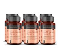Curcuma Double Strength Lot de 6 flacons de 180 comprimés de curcuma 200 % plus de curcuma + niveaux naturels de curcumine