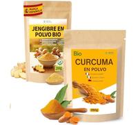 Curcuma en poudre bio & Gingembre en poudre bio - 2x 250g Épices biologiques - Idéal Infusions, Cuisine, Smoothies, Boost Immunité