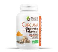 Curcuma, Gingembre et Poivre Noir Biologique 350 mg - 200 gélules végétales