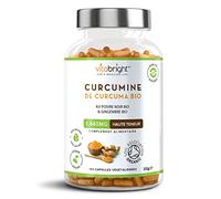 Curcuma Gingembre Poivre Noir 1440 mg | 180 Gélules | Curcuma Bio Poudre (Curcumine) | Complément Alimentaire | Avec Piperine et Gingembre | Turmeric Gelules VitaBright
