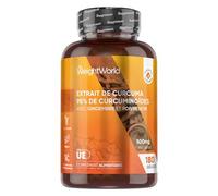 Curcuma Gingembre Poivre Noir 180 Gélules Vegan, 6 Mois de Stock, Extrait 50:1 avec 95% Curcumine & Piperine Vitamines et Minéraux, Turmeric Capsules, Alternative au Curcuma en Poudre
