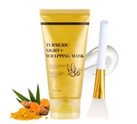 Curcuma Overnight Peel Off Masque, Collagène Night Wrapping Mask, Turmeric Peel Off Masque, Masque anti-rides pour une peau éclatante, nettoyage en profondeur avec une brosse pour le visage