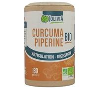 Curcuma Piperine Bio - 180 Gélules végétales de 300 mg | Format Gélule | Complément Alimentaire | Vegan | Fabriqué en France