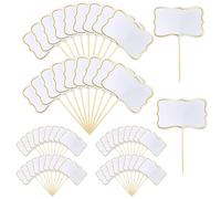 Cure Dent avec Drapeau Blanc,56 Pcs Drapeaux Cure-dent Blancs Panneaux de Buffet à Écrire Vierges Étiquettes Fromage Étiquettes Alimentaires pour Buffet Cupcakes Décoration Fête Mariages