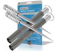 aZengear Titane Cure-Dents (Lot de 2) Porte-clés de Poche - Métal, Léger, Portable, Réutilisable - Idéal pour Le Camping, L'extérieur, Les Voyages, Les Pique-niques
