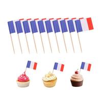 Cure-dents drapeau 100 pièces mini drapeaux de France sur bâtons drapeaux alimentaires cure-dents cupcakes mini bâton de cocktail décor de drapeau pour fête de l'indépendance bar mini drapeaux sur bât