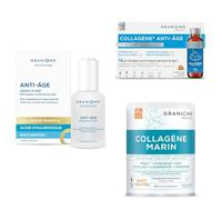 Cure Global Jeunesse - SERUM 30 mL + COLLAGENE SHOTS PECHE - COLLAGENE MARIN POUDRE GOUT NEUTRE - Collagene Marin - Collagene et Acide Hyaluronique - Vitamine C - Skincare Anti Age - Anti ride
