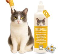 Cure-Oreilles Chat - Gouttes de Nettoyage des Oreilles - Gouttes Auriculaires pour Chats Contre Les démangeaisons - Camomille - Nettoyant auriculaire en Cas d'otite remède Contre la saleté 100ml