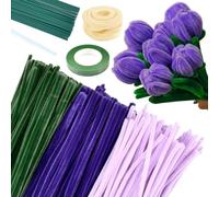 Cure Pipe Chenille 300Pcs OctBird Chenille Loisir Creatif de Fleur, Cure-Pipe pour Bouquet de Fleurs Coloré, Ensemble d'artisanat pour Cure-pipe, Fil Artisanal en Peluche pour Décoration DIY