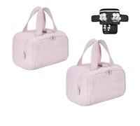 Cureaway Travel Bag, Large Capacity Wide-Open Cosmetic Bags, 4-in-1 Waterproof Portable Inflatable Makeup Bag, Dry-and-Wet Separation (Pink*2)
