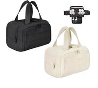 Cureaway Travel Bag, Large Capacity Wide-Open Cosmetic Bags, 4-in-1 Waterproof Portable Inflatable Makeup Bag, Dry-and-Wet Separation (Black+Off-White)