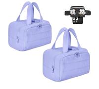 Cureaway Travel Bag, Large Capacity Wide-Open Cosmetic Bags, 4-in-1 Waterproof Portable Inflatable Makeup Bag, Dry-and-Wet Separation (Purple*2)