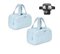 Cureaway Travel Bag, Large Capacity Wide-Open Cosmetic Bags, 4-in-1 Waterproof Portable Inflatable Makeup Bag, Dry-and-Wet Separation (Light Blue*2)