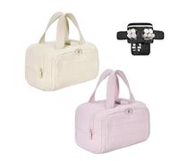Cureaway Travel Bag, Large Capacity Wide-Open Cosmetic Bags, 4-in-1 Waterproof Portable Inflatable Makeup Bag, Dry-and-Wet Separation (Off-White+Pink)